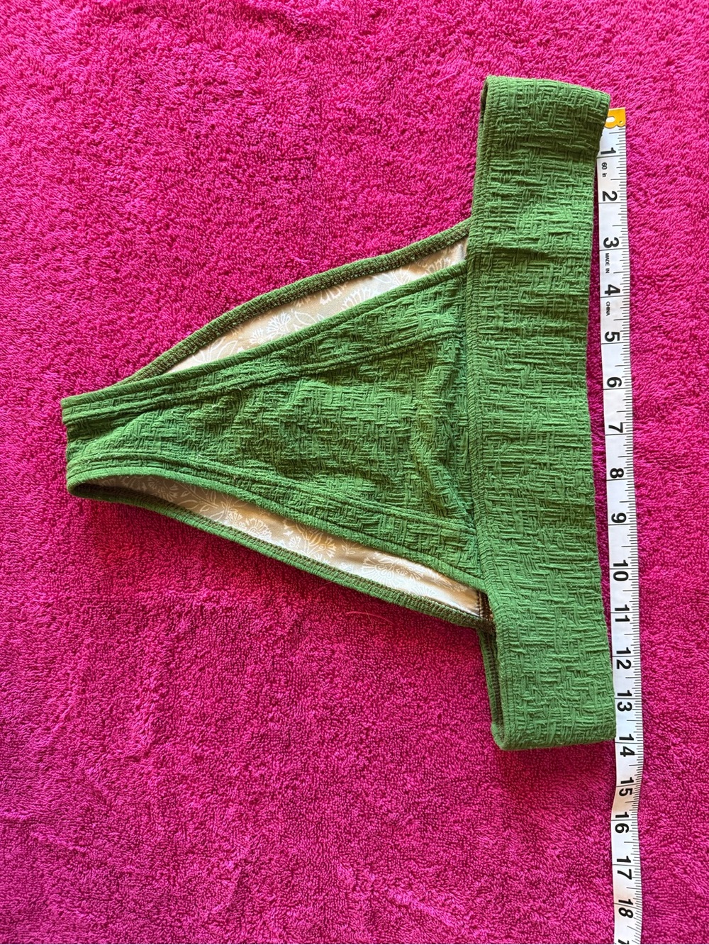Green Textured High-Cut Bikini Bottoms